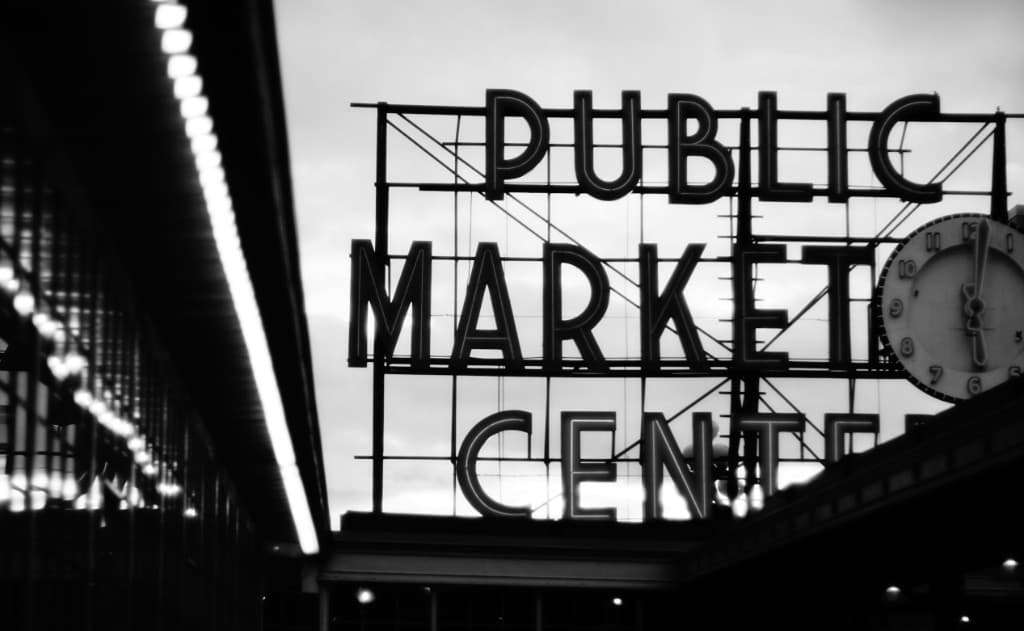 Pike Place Public Market Center sign, Seattle